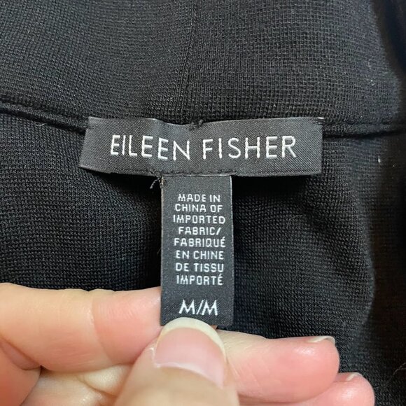 Eileen Fisher Stand Collar One Button Tencel Blazer Jacket Black Classic Minimal - Picture 8 of 11